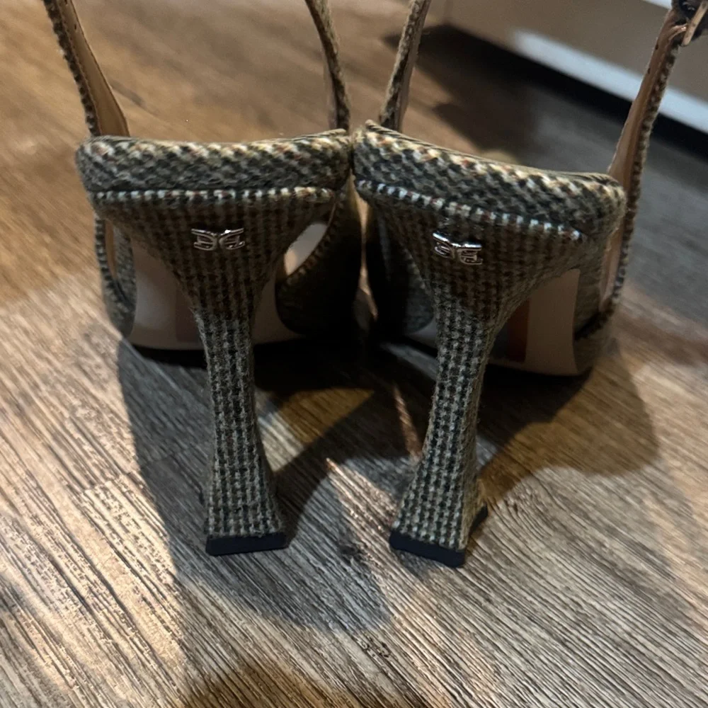 Elegant Women's Slingback Heels - Green and Brown